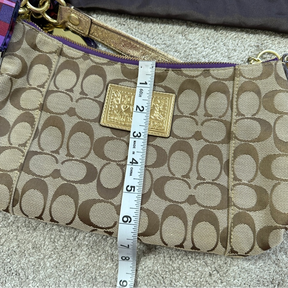 RARE Coach Poppy Tartan Applique Groovy Crossbody Shoulder Bag Brown Monogram - Picture 16 of 16